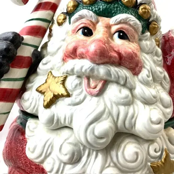 Fitz and Floyd Santa Large Cookie Jar 12" Snow Business Vintage Used Good - Picture 3 of 9